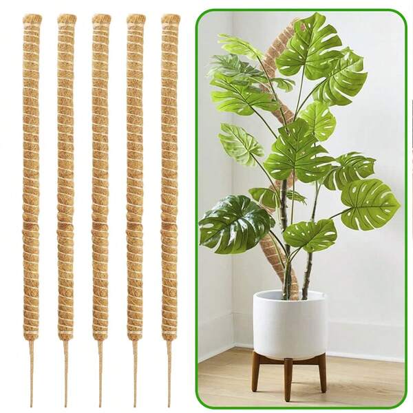 Moss Pole For Monstera Plant Support, Coco Coir Stakes For Climbing Plants, Indoor Trellis For Pothos, Philodendron & Houseplants – Adjustable Plant Support Kit