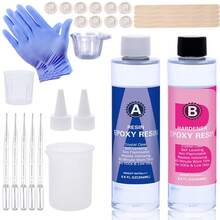 QIAO Bộ dụng cụ nhựa Epoxy - 100/200/408/500/1000ml, Công thức mới, Trong suốt như pha lê, Độ bền cao, Không bọt khí, Chống ố vàng, Thích hợp cho đúc, DIY, nghệ thuật nhựa, làm khuôn, làm đồ trang sức, v.v., Dễ dàng pha trộn theo tỷ lệ 1:1. - Màu xanh lam - Xem 15
