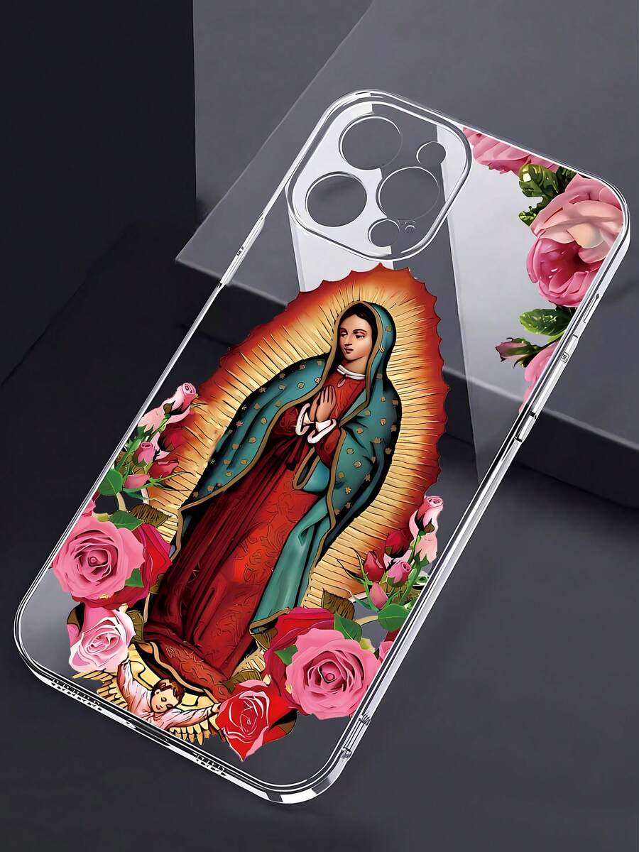 Funda para teléfono con diseño de la Virgen de Guadalupe y Rosas, compatible con iPhone 16, 15, 14 Pro Max, 13, 12, 11, XR y XS Plus. Fabricada en silicona TPU, ofrece protección contra golpes y caídas, además de una excelente sensación al tacto. Es el regalo ideal para familiares, amigos y seres queridos. - Color mixto LB7 - Ver 1