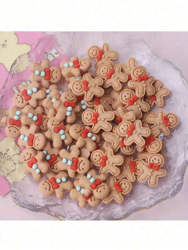 20 pezzi Decorazioni in resina a forma di omino di pan di zenzero natalizio, piccoli accessori decorativi, materiali fai-da-te adatti per casa, albero di Natale, regali, cover per telefono, tazze, adesivi, accessori per capelli, decorazioni per biscotti