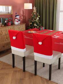 4/6/8/12pcs Christmas Chair Covers, Santa Hat Chair Covers, Christmas Chair Back Covers, Suitable For Christmas Dining Room Decoration - Multicolor - View 3