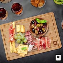 Juego 3 Tablas para Picar de Madera de Bambú. Tablas de Cocina para Cortar Premium, Gruesas, Duraderas y Resistentes, con Ranura Anti Escurrimiento y Diseño Ergonómico. 100% Biodegradables - Jumbo - Ver 7