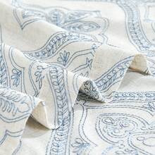 Vangao 2 Pcs Boho Linen Curtains For Living Room Embroidered Design Window Curtains Light Filtering Flax Linen Blend Window Treatments Set Gorgeous French And Vintage Look Curtain Panpel Great Quality Drapes - 藍色 - 查看 5