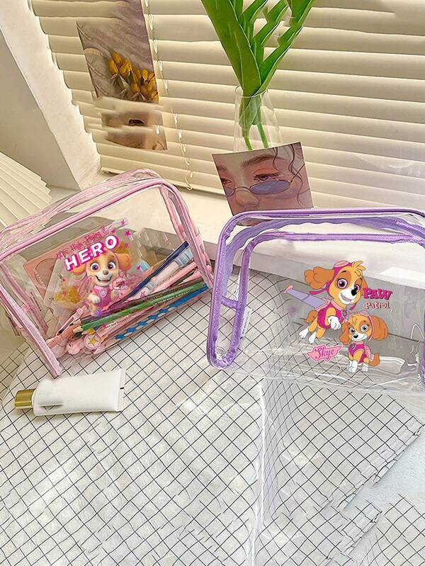 Paw Patrol 1 pieza Bolsa de aseo de viaje multifuncional con diseño de Paw Patrol, impermeable, de gran capacidad y portátil para cosméticos