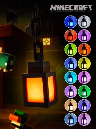 Minecraft 1pc Pixel Style Lantern Game Light, 16 Color USB Remote Rechargeable, RGB Night Light Decoration Ornament, Souvenir Bedroom/Living Room Decorative Wall Light With Charging Cable, LED Night Light, Decorative Environment Light, Sleep Companion Night Light, Rechargeable Night Light, Creative Light Pendant, Fashionable New Creative Light, Ideal Choice For Decoration, Home Theater, Room Decoration, Perfect Christmas Gift