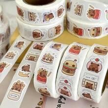 300pcs Cute Capybara Sticker Roll DIY Scrapbook Decorative Adhesive Stickers For Gift Packaging And Journaling Supplies