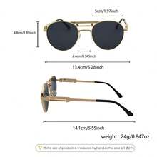 Phong cách kim loại cổ điển! Với thiết kế lò xo, gọng tròn vàng siêu thoải mái, kính mát màu thời trang Steampunk dành cho nữ, phụ kiện kim loại, bền bỉ - Nhiều màu - Xem 7