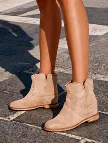 Kuhfashion Cowboy-Stiefel auf einem überzogenen Keilabsatz Blueston - Mokka-Braun - Übersicht 1