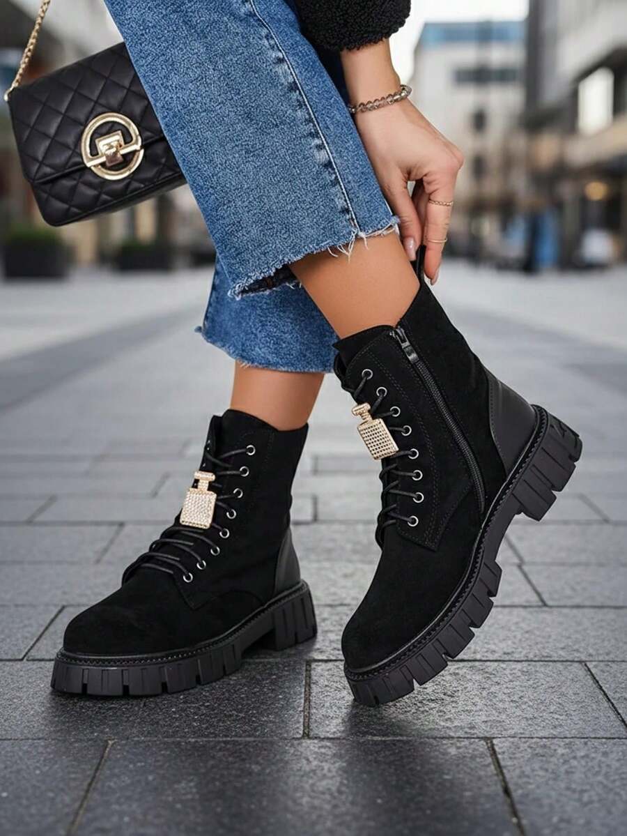 Royalfashion Suede Women's Boots Worker Edvines - Black - View 1