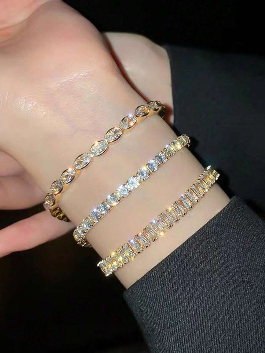 Edelstahl Tennis Armband, verstellbare AAA Kubikzirkonia Kristall Halskette Anhänger Kette, Premium Schmuck