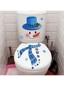 1pc Toilet Sticker Christmas Snowman Decorative Sticker PVC Sticker Removable Self-Adhesive Easy-To-Tear Sticker Home Decoration Make Your Life A New Look Holiday Decoration Sticker Birthday Graduation Gift - Multicolor - View 3