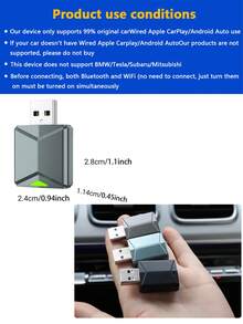 Acodo Acodo 2025 NEW Mini Wired To Wireless 2 In 1 Adapter Wireless CarPlay & Android Auto Plug And Play For 99% Origianl Car With Wired CarPlay/Android Auto 2.4~5.0 GHz WiFi5