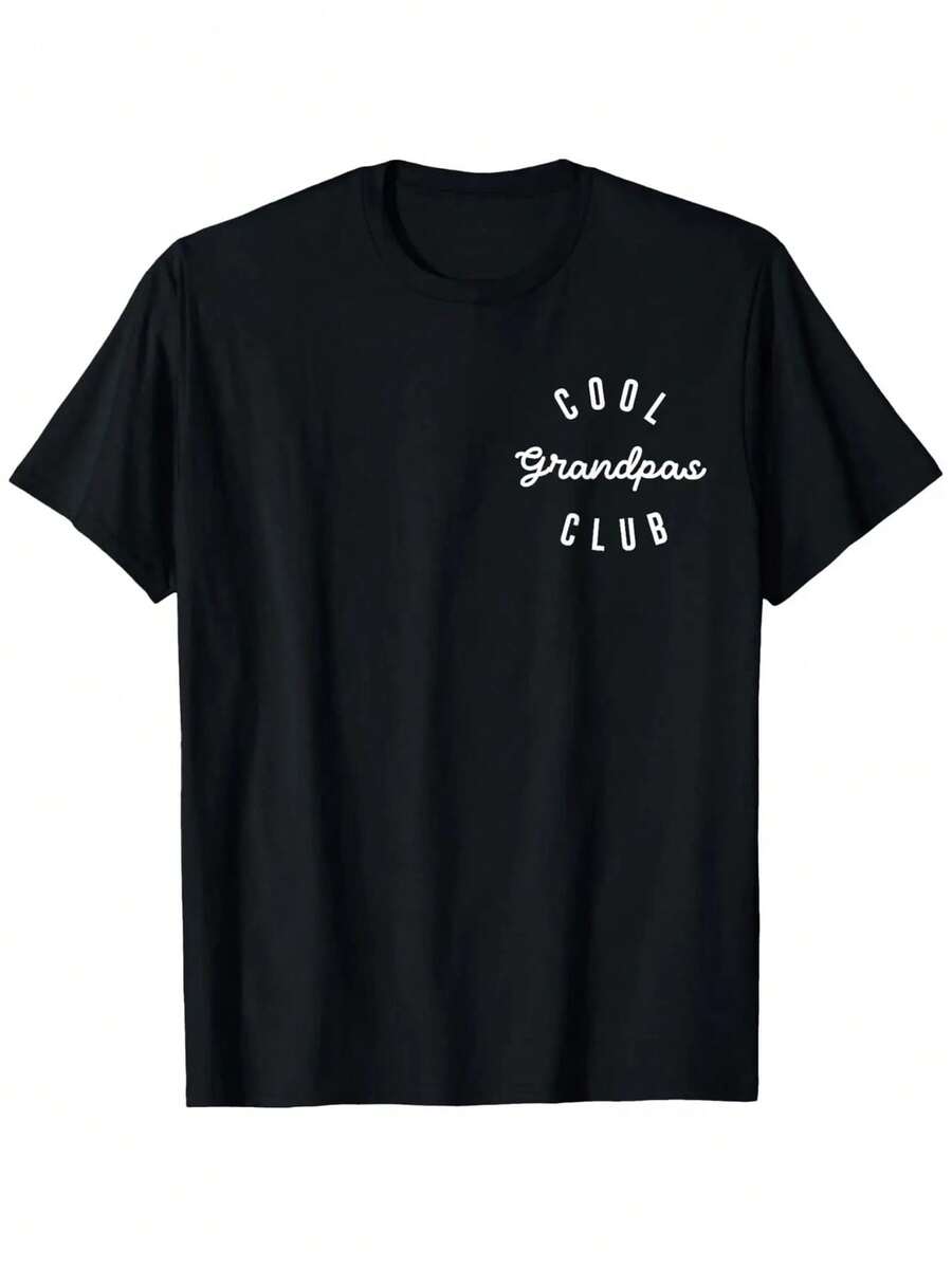 Men's & Women's Cool Grandpas Club T-Shirt - Breathable Quick-Dry Tee, Lightweight Everyday Shirt For Dad, Grandpa - Father's Day Gift Idea - Black/White Graphic Casual Top, Summer Outfit, Unisex Fashion, Soft Material, Printed Tee, Dad Apparel - màu đen - Xem 1