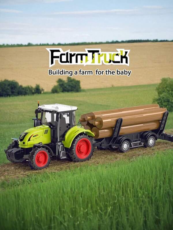 1 Pc Realistic Farm Tractor Toy - Inertia-Powered, Manual Operation, ABS Construction - Perfect Birthday Or Christmas Gift For Youngsters,Back To School