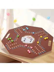 Juego Jackaroo, 4 jugadores, juego en árabe/inglés, juego de estrategia, el tablero de ajedrez es de madera resistente, color nogal, tamaño: 40*40*1,2 cm / 15,8*15,8*0,5 pulgadas, color de las cuentas aleatorio