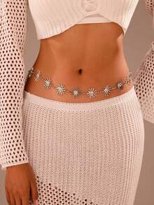 1pc Bohemian-Style Metal Sun Waist Chain Body Chain Dress Waist Accessories For Lady Summer Beach Vacation Waist Chain - Sun Waist Chain - View 4