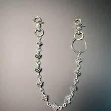 Dice Metal Waist Chain, Lobster Clasp Pendant, Wallet Chain, Retro Chain, Double Layer Chain, Hip Hop Punk, Jeans Chain, Pocket Chain, Men's Keychain, Multi-Element Pants Chain, National Style Punk Hip Hop Unisex Pants Chain - Ancient Silver - View 4