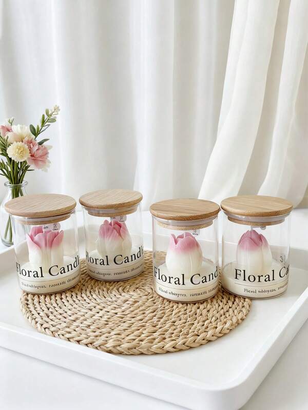 Tulip Cup Wax Aromatherapy Candle Handmade Smokeless 6-8 Hour Burning Home Desktop Decoration Valentine's Day Birthday Wedding Gift Multi Color Fragrance Optional, Suitable For Room Decoration, Desktop Decoration, Home Decoration, Suitable For Parties, Birthdays, Weddings, And Dinners, Valentine's Day Gift, Anniversary Gift, Multiple Color Fragrance Options