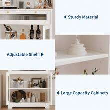 62" Kitchen Pantry Cabinet, Wooden Tall Sideboard Buffet Cabinet With Large Microwave Stand, Hutch Cupboard, Pantry Storage Organizers Coffee Bar For Dining Room Or Living Room - trắng - Xem 3