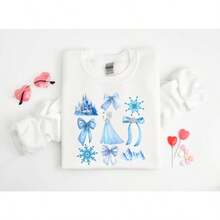 Sweatshirt, Princess  Bow Sweatshirt, Land Hoodie, Frozen Coquette Sweatshirt, Girls  Trip, Frozen Sweatshirt - trắng - Xem 1