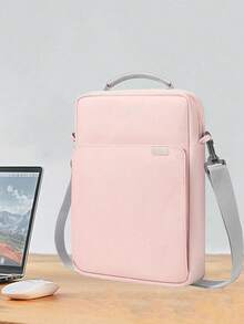 Pink Nylon Shoulder Messenger Bag, Suitable For 11"/13" Tablet Computer Storage, Portable Multifunctional Laptop Bag