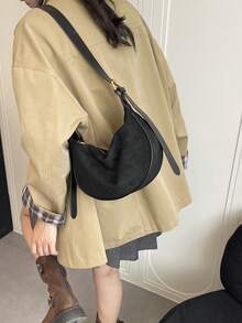 Minimalist Solid Color Shoulder Bag, Casual Matte Fabric Crossbody Bag For Girls - A - View 7