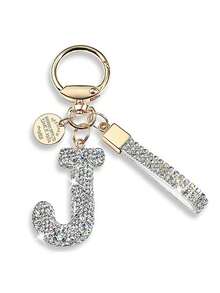 1 buc breloc nou cu 26 de litere cu stras, pandantiv personalizat drăguț, accesoriu pentru geantă de femei, breloc auto, breloc auto cu stras din aliaj, rucsac agățat decorare geantă cu suport de identificare accesorii auto brelocuri pentru geantă - Șampanie - Vizualizare 8