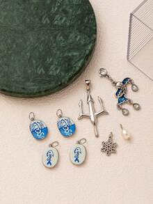 1 件不锈钢可爱猫爪心形四叶草猫头杯耳机吊坠，适合 DIY 创意项链、手链、耳环、包链、钥匙扣，镀 18K 金，防水防汗，适合日常使用，是送给妻子、母亲和女友的创意吊坠 - 彩色 - 查看 5