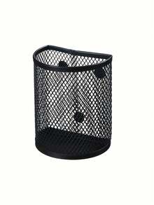 1/2 piezas Organizador de cesta magnética de metal para refrigerador, Soporte magnético de malla para bolígrafos, Organizador de lápices y marcadores de malla para escritorio, Soporte de bolígrafo de malla de hierro metálico, Soporte de bolígrafo semicircular y almacenamiento para el hogar y la oficina para la cocina, el refrigerador, el escritorio - Diseño negro duradero y ahorrador de espacio con bolígrafos de varios colores, suministros de manualidades, amigable para la familia