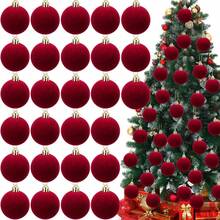 30 piezas de bolas de terciopelo navideñas de 5, adornos colgantes navideños, bolas de terciopelo hechas a mano, decoraciones para árboles de Navidad, para bodas, aniversarios, fiestas, rojo - azul - Ver 1