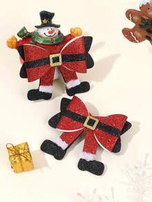 2 Stück Mädchen Weihnachten funkelnde Glitzer rot & schwarz Haarschleifen Clips, Weihnachtsparty Haarspangen feiern, süße Festivalschleifen für Mädchen, Weihnachts Haaraccessoires, Fröhliche Weihnachten