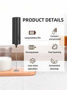 AOYI Portable Milk Frother For Coffee, Small Handheld Drink Mixer With Stainless Steel Whisk, Electric Egg Blender, Kitchen Accessories, Battery Operated Hand Stirrer Wand - Foam Maker For Lattes, Cappuccino, Frappe, Matcha, Hot Chocolate, Dessert (AA Batteries Not Included)