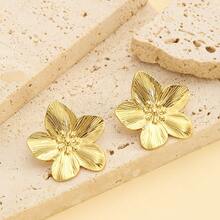 Pendientes de botón personalizados creativos, serie geométrica, labios, corazón sencillo, corazón doble, mariposa chapada en oro de acero inoxidable