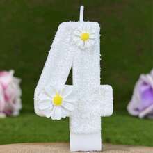 Ins 风格数字蜡烛、白色闪光生日派对装饰、2 件白色花朵配饰、结婚周年纪念少女照片道具 - 白色 - 查看 17