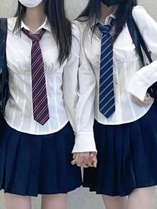 1 件条纹休闲轻商务涤纶斜条纹衬衫，适合所有季节 - 彩色 - 查看 9