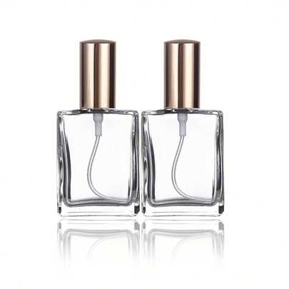 2pcs 0.51 Oz Clear Glass Spray Bottles With Aluminum Caps - Empty, Portable Travel-Size Atomizers For Perfumesand Cosmetics, PVC-Free, Ideal For Skincare And Makeup, Reusable, Durable Glass Cosmetic Application Containers