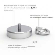 1pc Heavy-Duty Magnet Magnetism Hook Fishing Magnet With Stainless Steel Ring, High-Power Diameter Round 2.95inch Magnet Hook,For Ocean Retrieval Magnet Underwater Magnet River Salvage Magnet