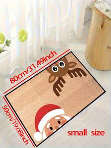 1 pièce Paillasson de Noël avec motif amusant de renne et Père Noël qui dépasse, style minimaliste de vacances, tapis en fibre de polyester lavable en machine, convient pour le salon, la cuisine, la chambre, l'entrée, la décoration de la maison, la décoration de la pièce, décorations de Noël toute saison