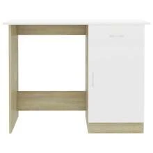 vidaXL Desk Engineered Wood Writing Modern Home Office Study Compact Minimalist - 白色和索諾瑪橡木 - 查看 7