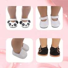 1 双 18 英寸重生婴儿娃娃鞋或袜子，可选雪地靴、皮靴、玛丽珍鞋、蝴蝶结鞋、漆皮鞋、凉鞋、心形鞋、帆布鞋、眉毛鞋、花鞋、尖头鞋、兔子鞋、布鞋、熊猫鞋、条纹袜 - 时尚可爱的娃娃鞋/袜子、儿童玩具娃娃配饰、万圣节、圣诞节礼物、圣诞袜填充物、节日派对、家居装饰、收藏品 - 娃娃鞋襪子 - 查看 6