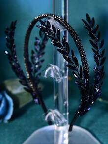 1pc Handmade Crystal Bridal Headband, Wedding Hair Accessory Valentine's Day Accessories - Black - View 6