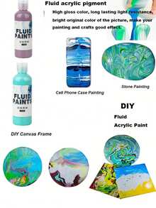 Bộ 6 màu sơn nghệ thuật dạng lỏng, độ bóng cao, sơn acrylic, chống phai màu, hiệu quả hoàn hảo sau khi khô, thích hợp cho đá, gỗ, vải bố, thạch cao và các bề mặt nghệ thuật khác, 100ml/chai, sơn nghệ thuật, màu sắc sống động, sơn bền lâu, dụng cụ nghệ thuật, dành cho nghệ sĩ và họa sĩ, vẽ tranh sáng tạo, dễ tán, màu sắc bền lâu, bột màu vẽ. - Nhiều màu - Xem 4