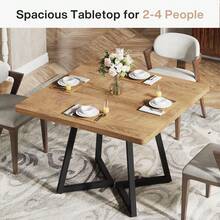 Tribesigns Square Dining Table For 2, 31.5" Industrial Dinner Table With Metal Base, Kitchen Table For Dining Room, Small Space, Apartment, Light Brown - Nâu nhạt - Xem 5