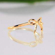 Fashionable Minimalist Bow Accent Ring For Women, Daily Wear, Birthday, Party Jewelry Valentines - 金色 - 查看 2