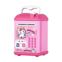 Mehrere Stile und Farben verfügbar, Box-Typ ATM Sparschwein Maschine mit Passwort- und Fingerabdruck-Entsperrfunktionen, Spielzeug Münzaufbewahrung, Musik-/Soundeffekt-/Sprachansagefunktionen, manuelle Papierrollenfunktion, tragbares Design, pädagogische Nutzung, geeignet für Kinder ab 3 Jahren für Eltern-Kind-Interaktion, zufälliges Zubehör (ausgenommen normale Batterien), zertifiziert für Kinder - Verschiedenfarbig - Übersicht 11