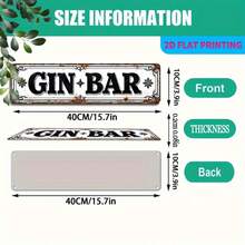 1 Piece Aluminum Wall Decor Sign - Vintage Style GIN BAR Metal Sign With Distressed Font And Leaf Pattern, Durable 2D Flat Print Home Decor Suitable Farmhouse, Cafe, Garage, Bedroom - Easy To Install On Door/Wall, No Wires Needed,, Metal Wall Decoration, Cafe Sign, Gorgeous Corner Decoration, Distressed Effect, 2D Flat