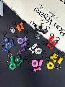 4 chiếc móc khóa thể dục bằng silicon, tạ đòn, tạ đơn, móc khóa xe hơi, móc khóa túi, mặt dây chuyền túi, mặt dây chuyền túi, mặt dây chuyền túi, mặt dây chuyền trang trí, móc khóa túi, phụ kiện ví, dây đeo túi, mặt dây chuyền, có thể dùng làm quà tặng gia đình, quà tặng bạn bè, quà tặng bạn học, quà tặng người yêu, quà sinh nhật, quà tặng giáo viên hoặc quà lưu niệm, rất thích hợp để trang trí túi xách hoặc chìa khóa, xe hơi - Nhiều màu - Xem 8