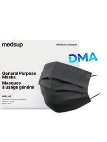 Cubrebocas Medsup Tricapa Termosellado 100 Piezas - Negro - Ver 3