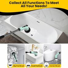 Electric Spin Scrubber, Cordless Cleaning Brush With 9 Replaceable Brush Heads, Tub And Floor Tile 360 Power Scrubber Dual Speed With Adjustable & Detachable Handle For Bathroom Kitchen Car - 綠色 - 查看 6