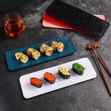 Japanese Sushi Plate, Creative Stone Texture Long Rectangular Plate, Plastic Serving Tray For Home Use, Snacks, Desserts, Salads